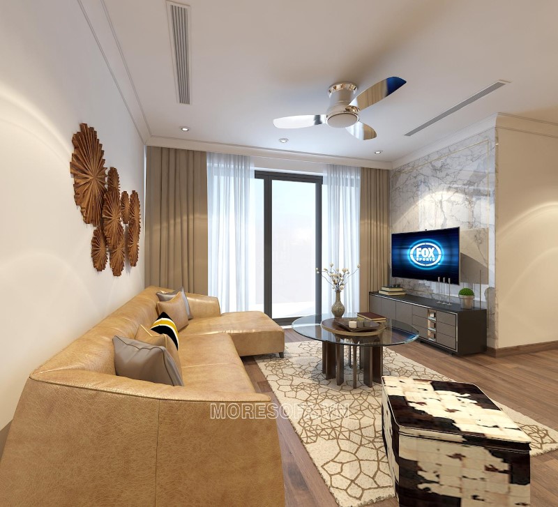 Ghế sofa góc bọc da màu cam